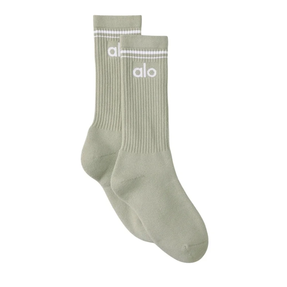 Alo Yoga Unisex‎ Throwback Sock Limestone White Ribbed Crew Socks Size M A0357U